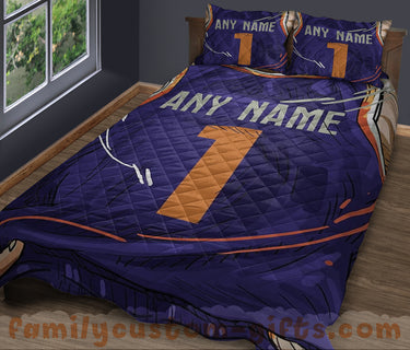 Custom Quilt Sets Phoenix Jersey Personalized Basketball Premium Quilt Bedding for Boys Girls Men Women